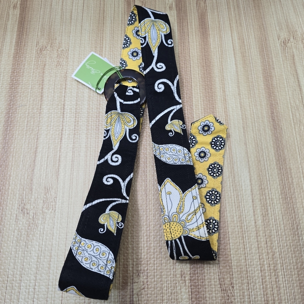 Vera Bradley Reversible Yellow Bird Black and Yellow Belt NWT